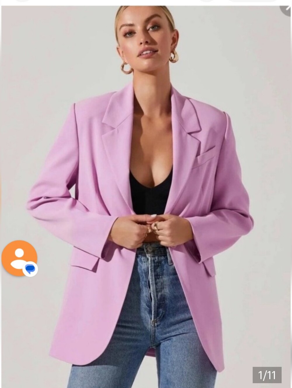 ASTR the Label Women's Lilac Blazer Jacket-oversized Cut Size Xl